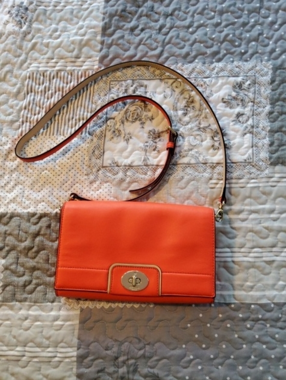 Kate Spade Coral Rec Juliana Hampton Road Leather Crossbody Bag